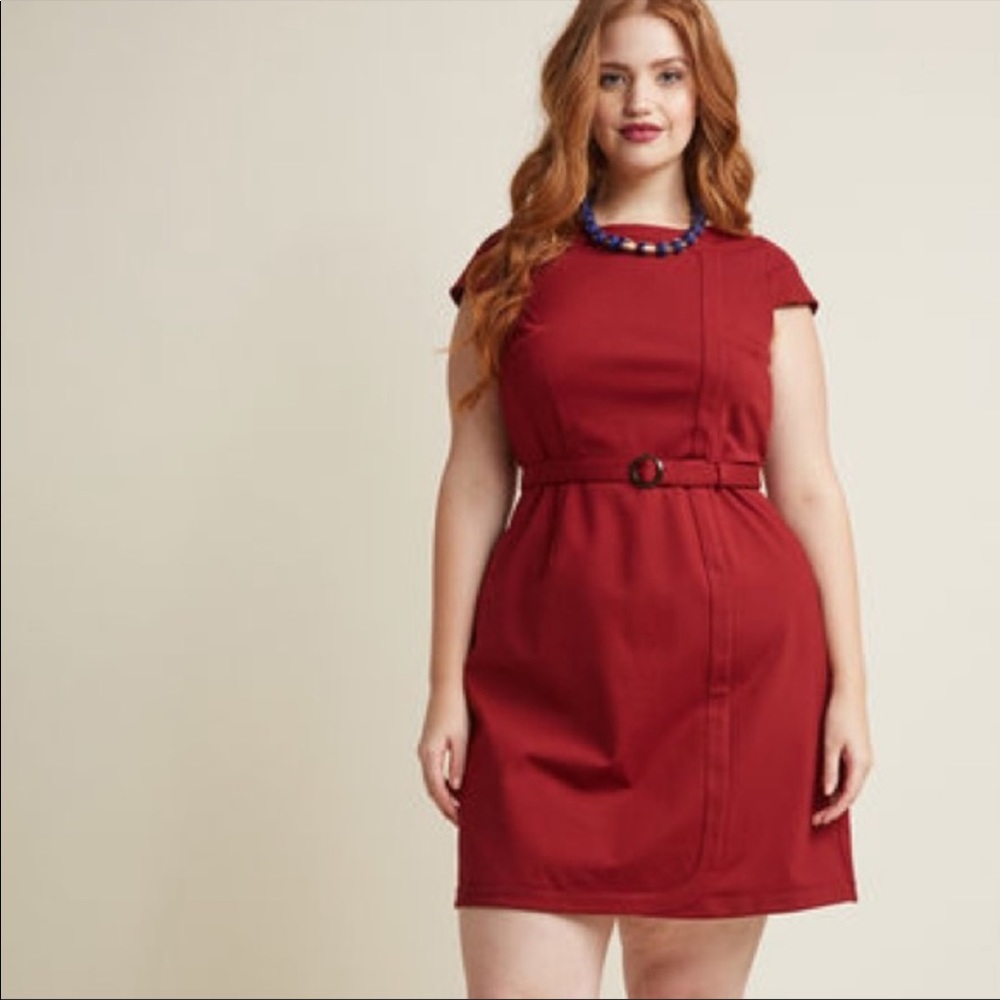 ModCloth Miss Fifties burgundy sheath dress 1X